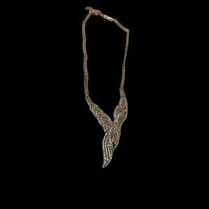 Statement Necklace Goldtone Clear‎ Stones Elegant Evening Wear
